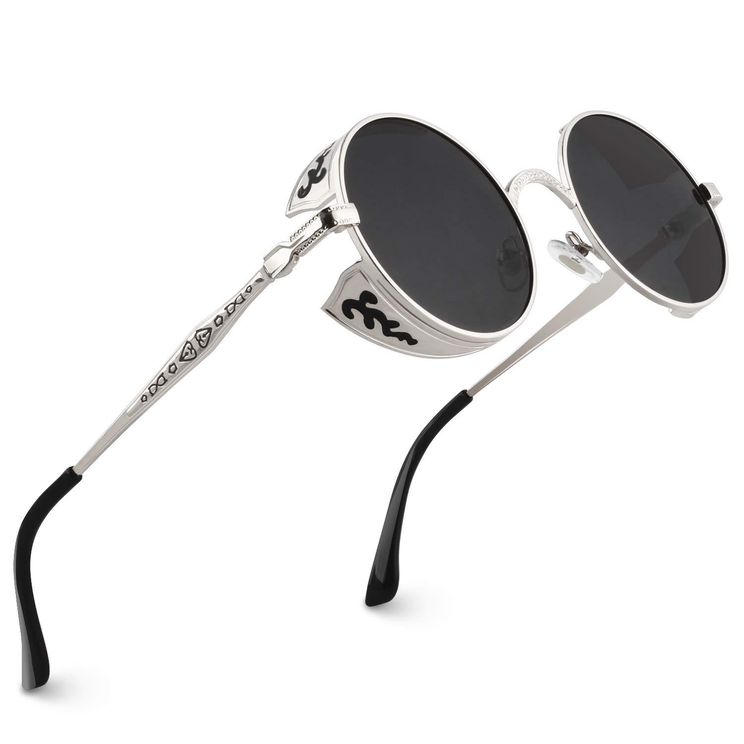 Kính râm của nam giới phân cực tròn lấy cảm hứng từ steampunk retro trong vòng tròn kim loại