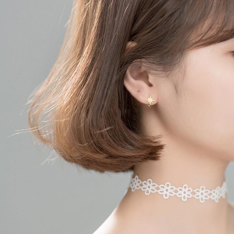 Khuyên tai bạc Ý s925 gắn sao biển nhỏ G6855 - AROCH Jewelry