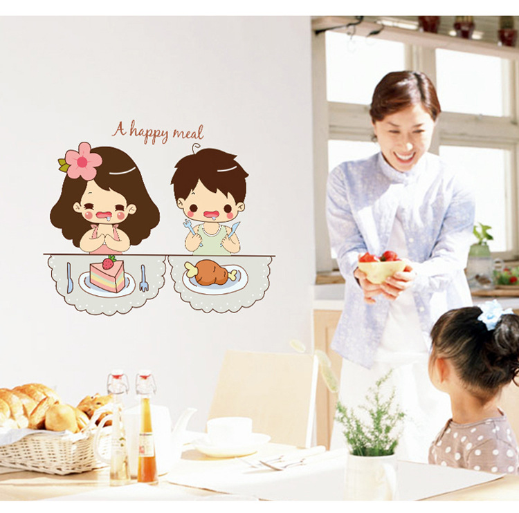Decal dán tường Couple ăn tối siêu dễ thương - A Happy Meal