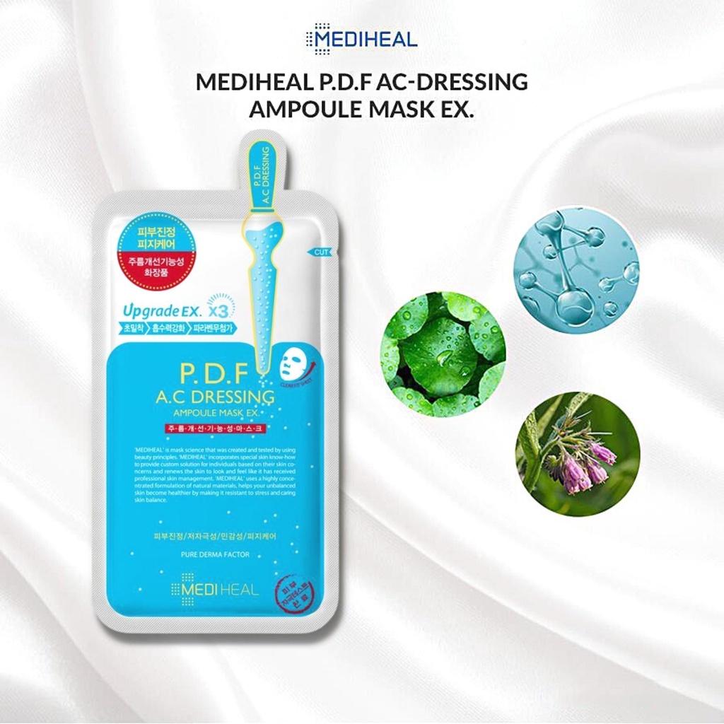 Combo 5 Mặt Nạ Mediheal P.D.F  AC Dressing Ampoule Mask Giảm Mụn Làm Dịu Da 25ml/Miếng