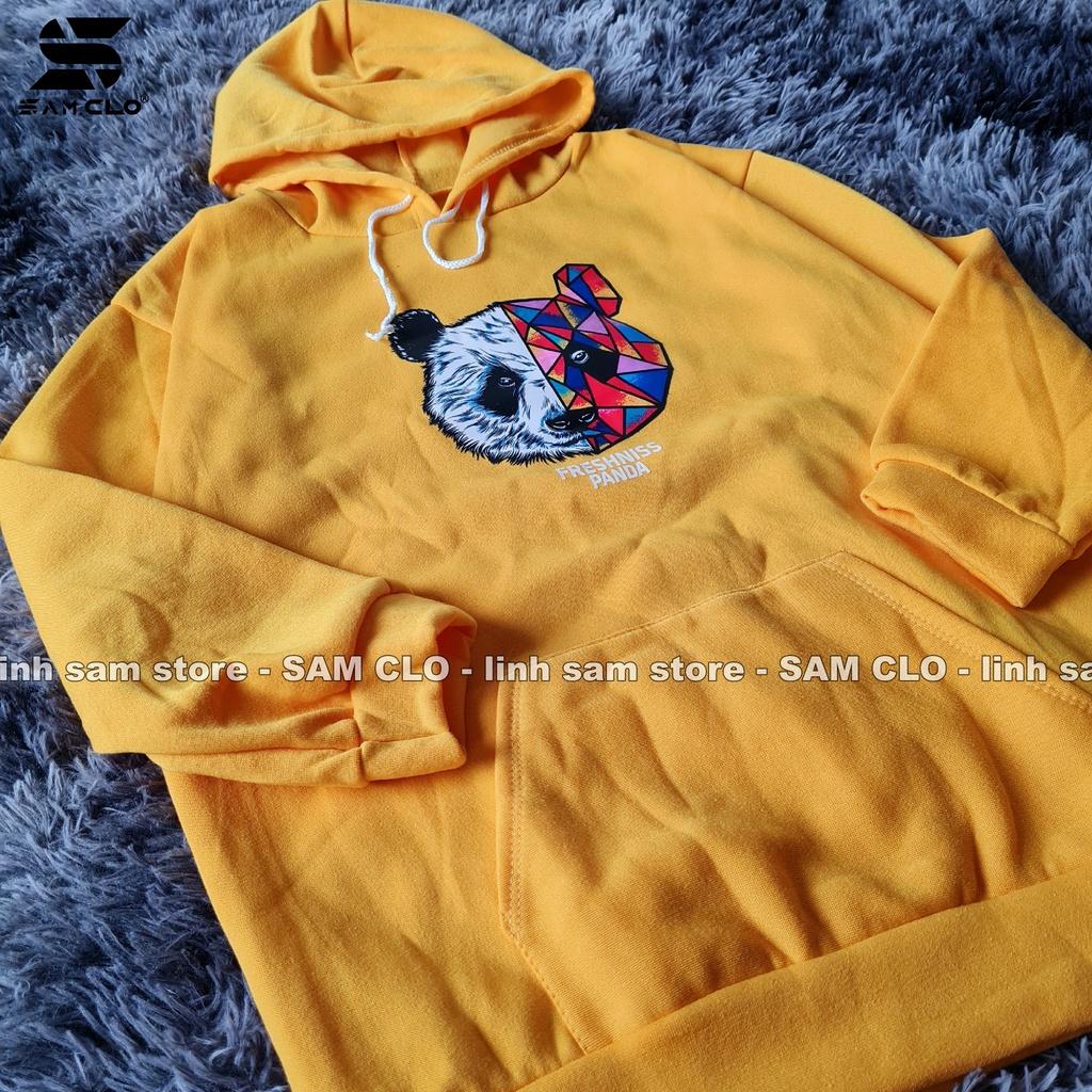 Áo khoác nỉ nữ SAM CLO hoodie chui có mũ NỈ 1 LỚP tay dài thu đông freesize dáng unisex in hình đầu gấu chữ PANDA