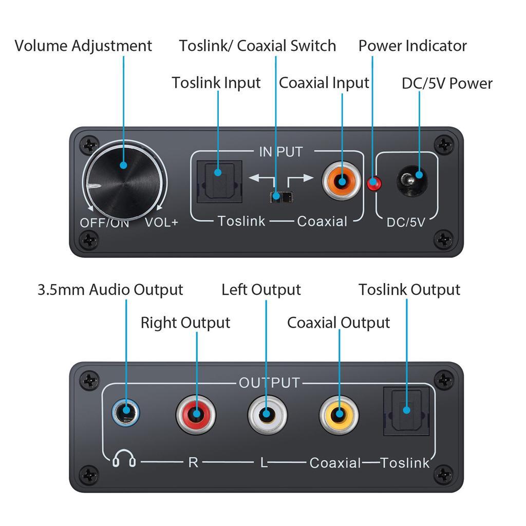 Digital Analog Audio Converter  DAC Amplifier   Black