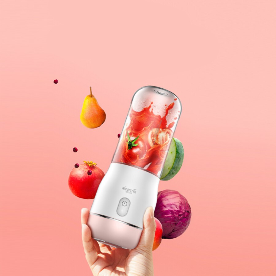 Máy Xay Sinh Tố Cầm Tay Xiaomi Deerma Juicer Fruit Mix NU-08 - Thiết Kế Sang Chảnh - Màu Hồng Patel - Hàng Nhập Khẩu