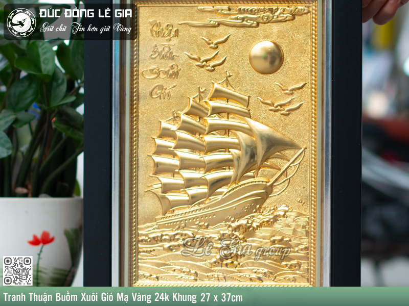 Tranh Thuận Buồm Xuôi Gió Bằng Đồng, Mạ Vàng 24k