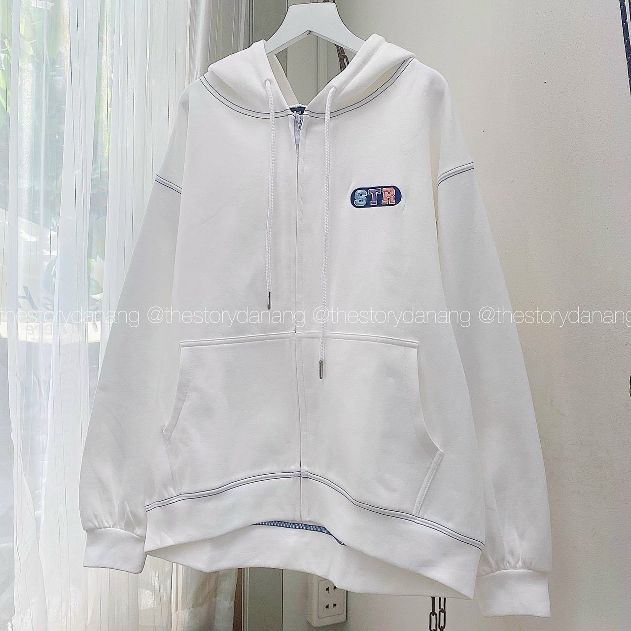 Áo Hoodie Unisex Kiểu Thun Rộng Dài Thêu STR Cạp Đôi Nam NữHOT RẺ ĐẸPÁo Khoác Nỉ Chống Nắng Lạnh Couple Jackets - THIÊN HÀ SHOP ÁO KHOÁC NỈ HOODIE