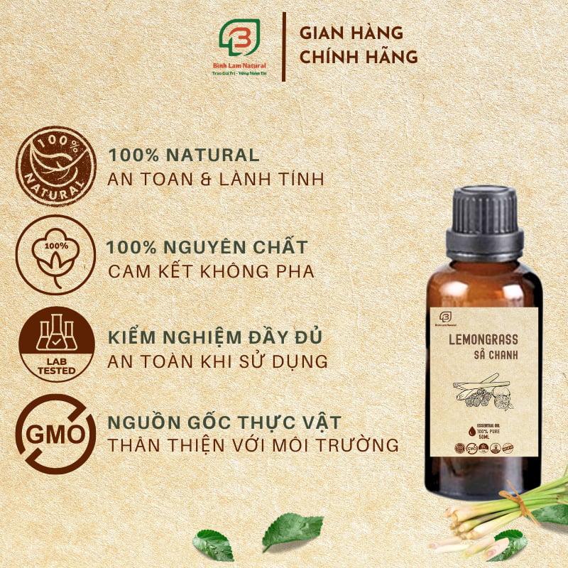 Tinh dầu sả chanh nguyên chất giải cảm, thơm phòng, kháng khuẩn, đuổi muỗi Bình Lam Natural 50ml