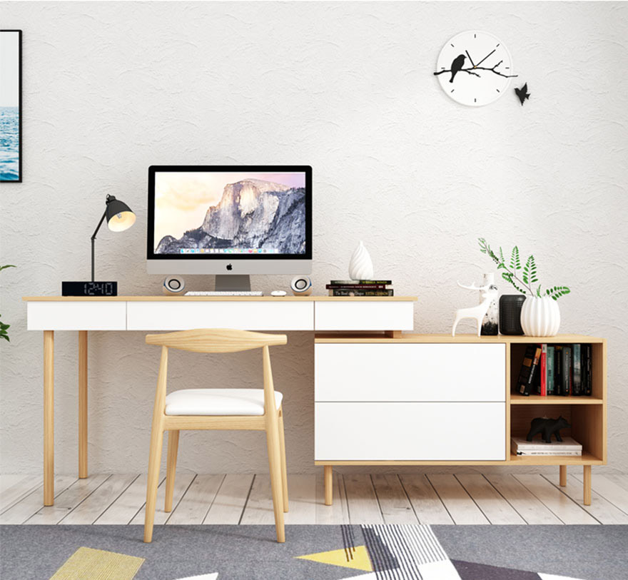 Bàn làm việc liền tủ tại nhà bằng gỗ đẹp