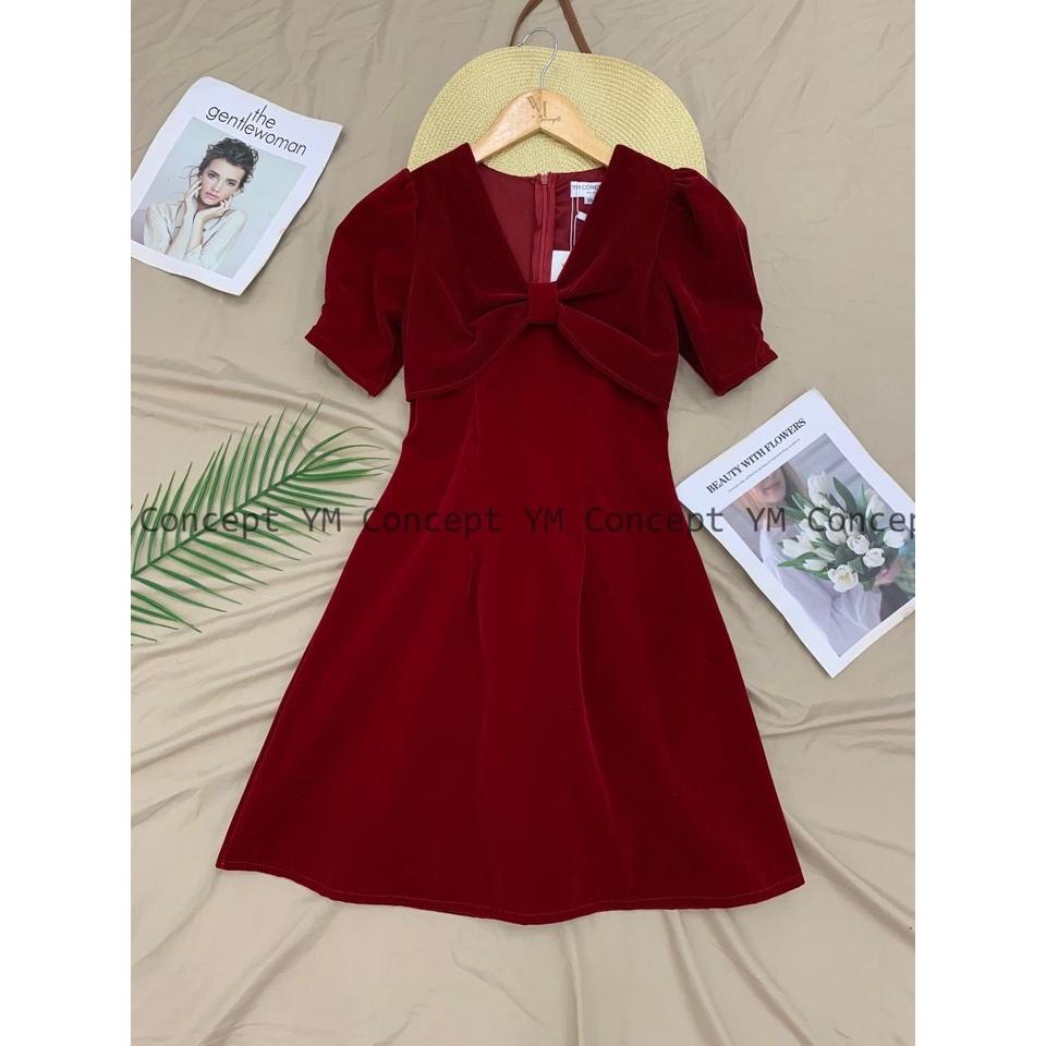 Đầm Nhung Nơ ngực Cực Xinh - D0483
