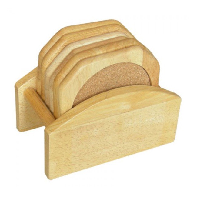 Miếng Lót Ly Cao Cấp Hình Dáng Vát Góc, Có Miếng Bần Thấm Nuớc, Khay Đựng Ly Gỗ Trang Trí, Đế Lót Ly