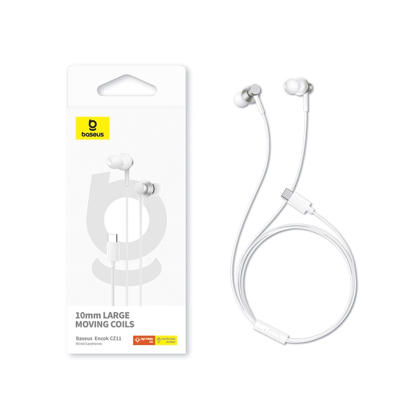 Tai nghe Type C Baseus Encok CZ11 Wired Earphones dùng cho iphone15 iPad Samsung Laptop - Hàng Chính Hãng