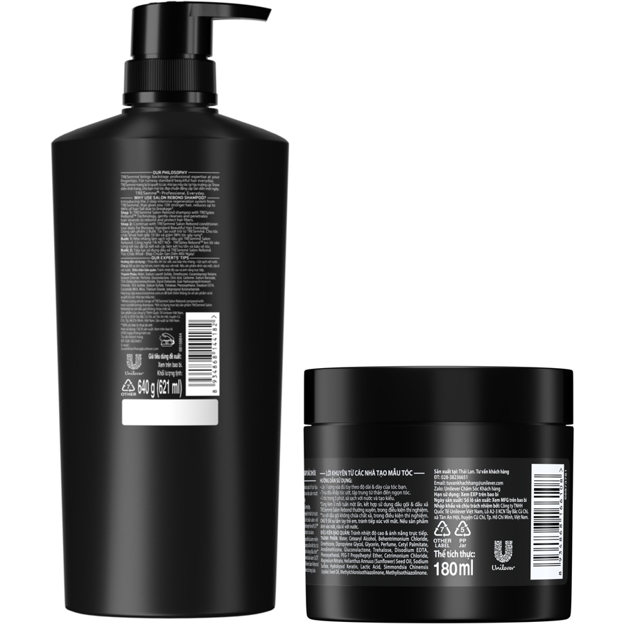 Combo Dầu Gội 850g & Kem Ủ 180ml Tresemme Salon Rebond Giúp Chắc Khỏe & Ngăn Gãy Rụng Tóc