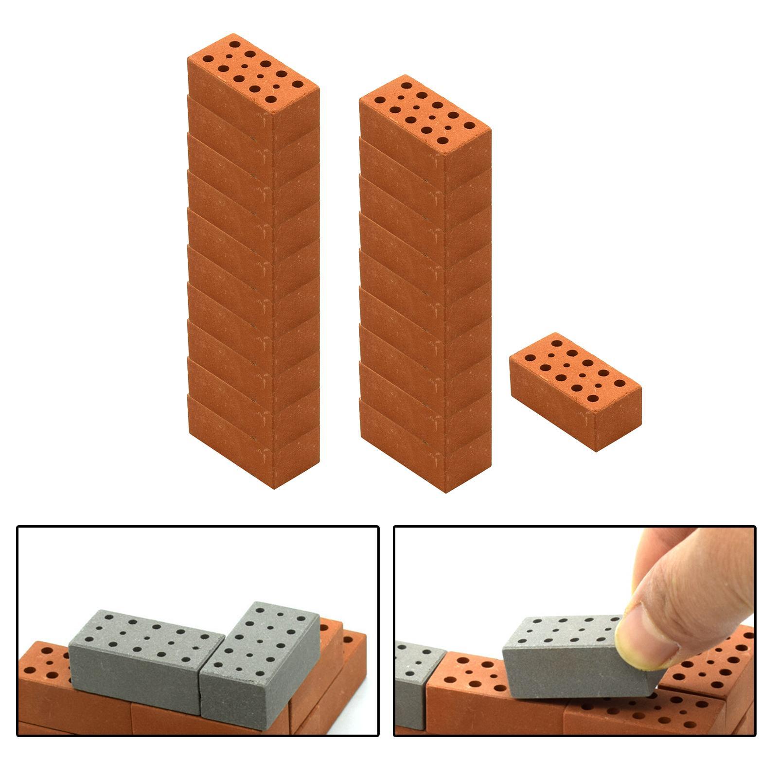 20x Miniature Bricks for Dolls Garden DIY Red