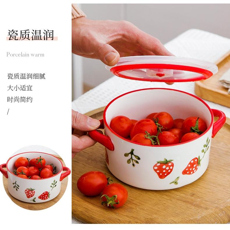 Bộ bát đĩa sứ dễ thương ăn cơm Dâu Tây decor cao cấp trang trí bàn ăn