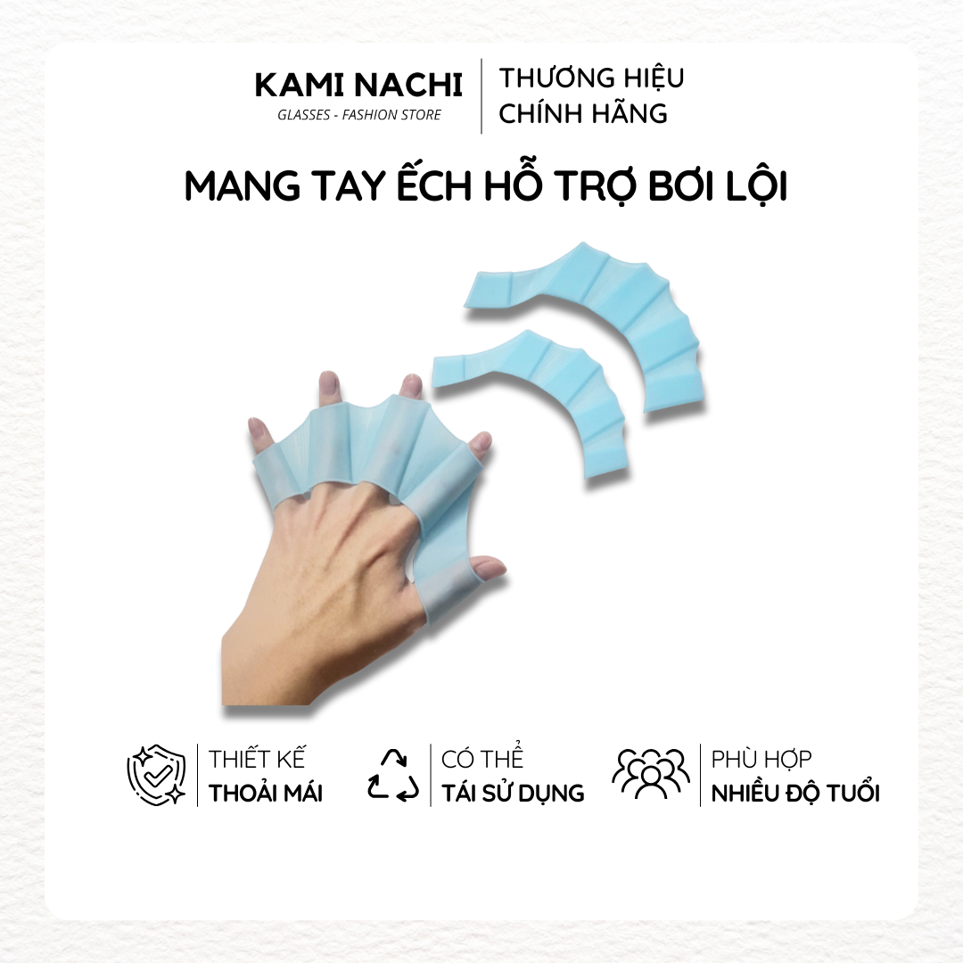 Găng tay bơi dạng màng ếch bằng silicon nhiều kích thước cho trẻ em, nam nữ người lớn KAMI NACHI
