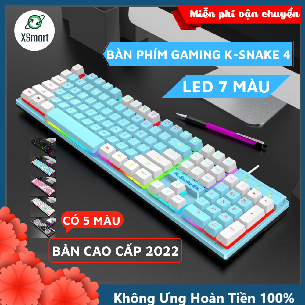 Bàn Phím Giả Cơ Máy Tính Gaming LED 7 Màu K-Snak4 Có Dây, Có Led RGB Cực Đẹp, Phím Gõ Êm Phù Hợp Với Công Việc Văn Phòng-Hàng Chính Hãng