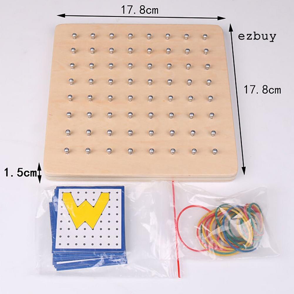 EY-Graphics Rubber Tie Nail Geoboard with Cards Math Learning Education Kids Toy