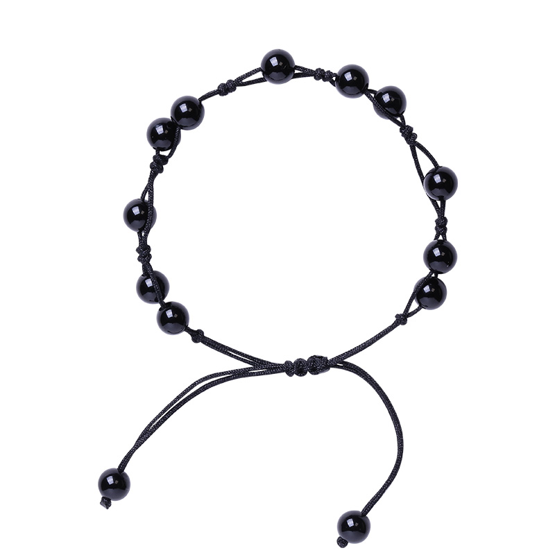 Vòng tay Nữ phong thủy gắn hạt đá huyền thạch kết dây thủ công