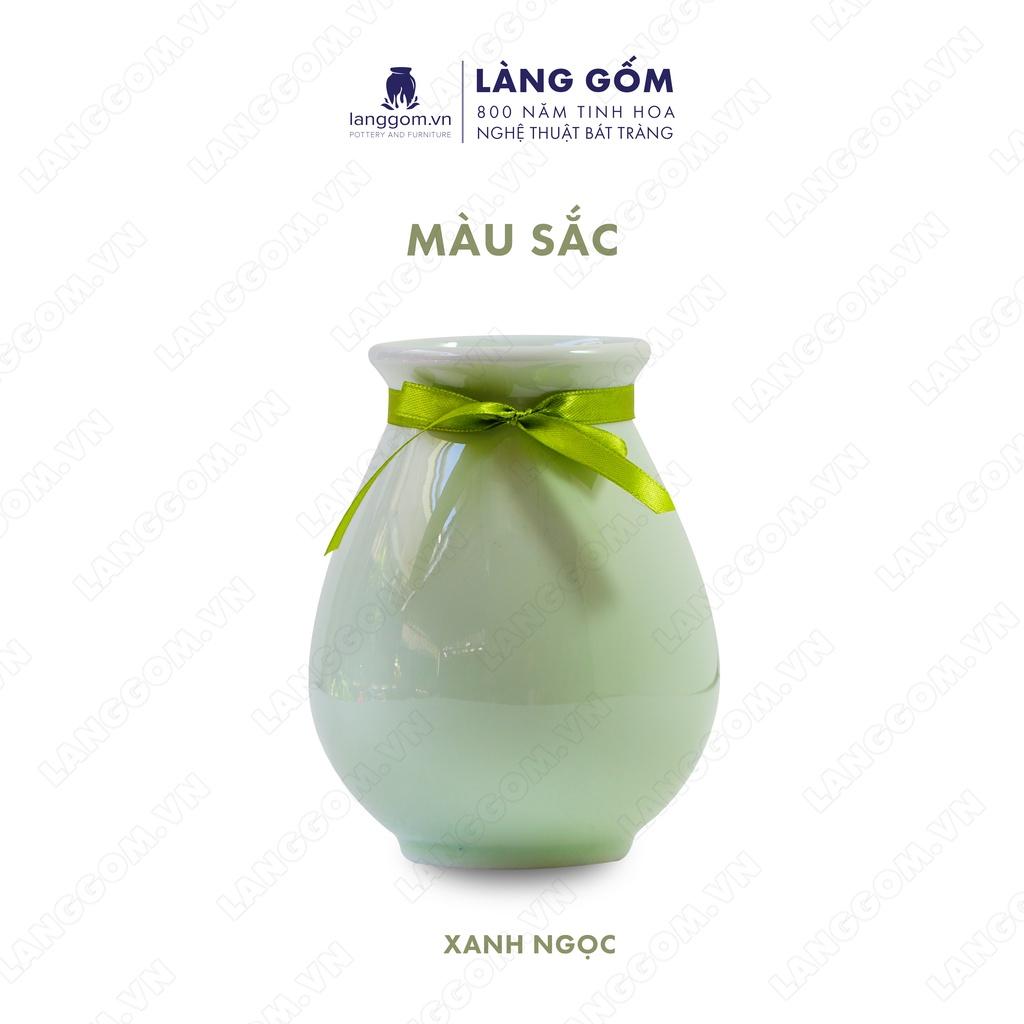 Bình hoa, lọ hoa Gốm sứ Bát Tràng cao cấp Men ngọc lọ bầu dùng làm quà tặng, trang trí - Làng Gốm Bát Tràng