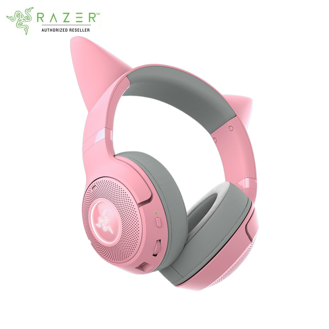 Tai nghe không dây choàng đầu Razer Kraken Kitty V2 BT-Hồng(Quartz Edition)-Wireless Bluetooth RGB Headset with Kitty Ears_Mới, hàng chính hãng