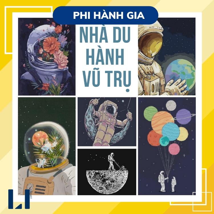 Tranh sơn dầu số hóa có khung phi hành gia- Tranh tô màu theo số nhà du hành vũ trụ