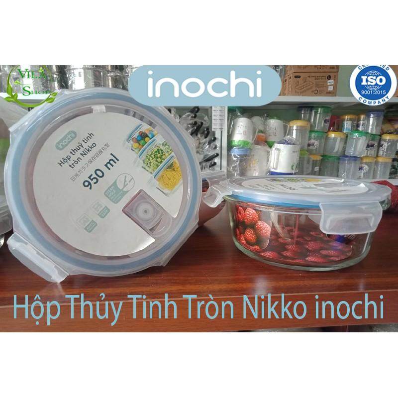 Hộp Thực Phẩm, Hộp Thủy Tinh Chịu Nhiệt Hình Tròn, Thủy Tinh Cao Cấp Inochi Sử Dụng An Toàn Trong Lò Vi Sóng
