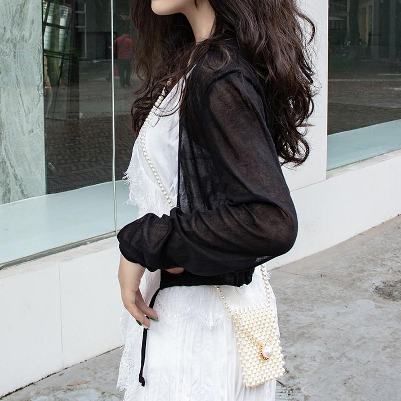 Áo Khoác Cardigan Dệt Kim Tay Dài Chống Nắng