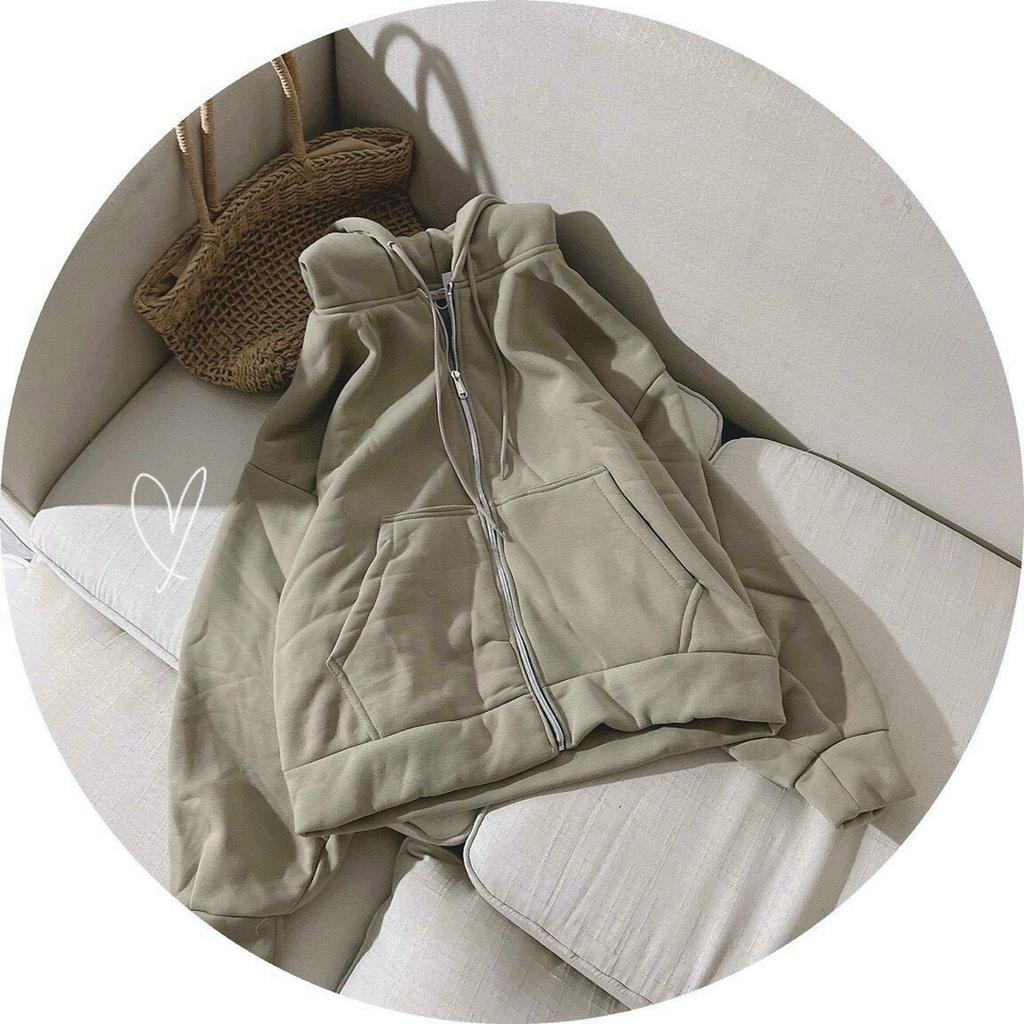 Áo Khoác Nỉ Hoodie Có Mũ Dây Khóa Sắt Phom Rộng Nhiều Màu Unisex Nam Nữ Ulzzang loại 1