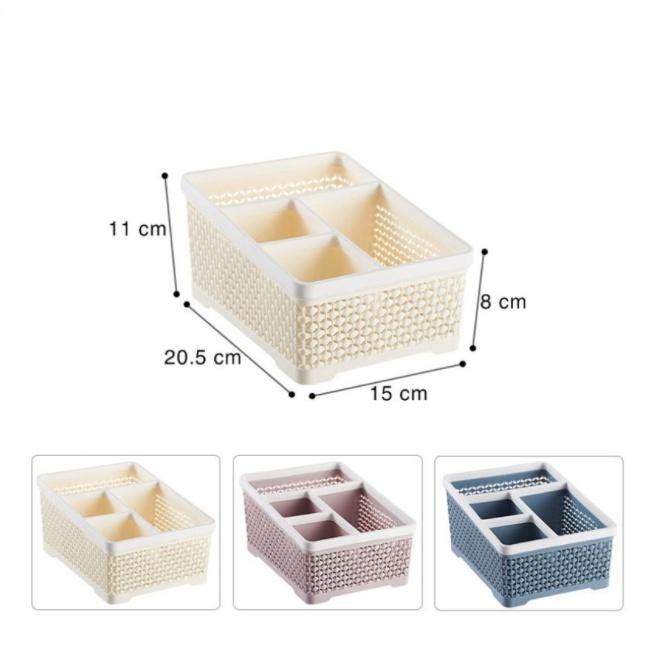 Khay tiện ích 4 ngăn 5688, giá kệ đựng mỹ phẩm , khay đựng điều khiển để bàn nhiều ngăn đa năng