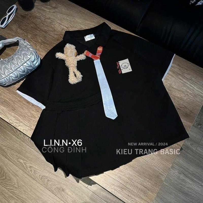 Set cavat kèm tag gấu dễ thương xỉuuu  BY JOLIE - Đen, Đen