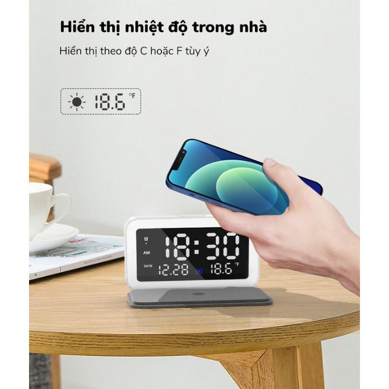 Đồng hồ điện tử để bàn có sạc không dây ORYCOOL 2021