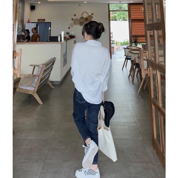 Sơmi đuôi tôm cách điệu dáng rộng oversize
