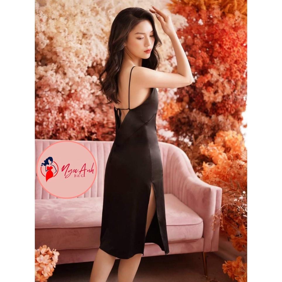 Váy ngủ lụa 2 dây dáng dài quyến rũ
