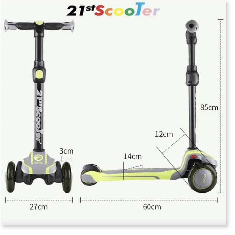 Xe trượt scooter 21st có giảm xóc, 3 bánh phát sáng cao cấp cho bé Tặng kèm 7 món bảo vệ cho bé - Gia Dụng SG