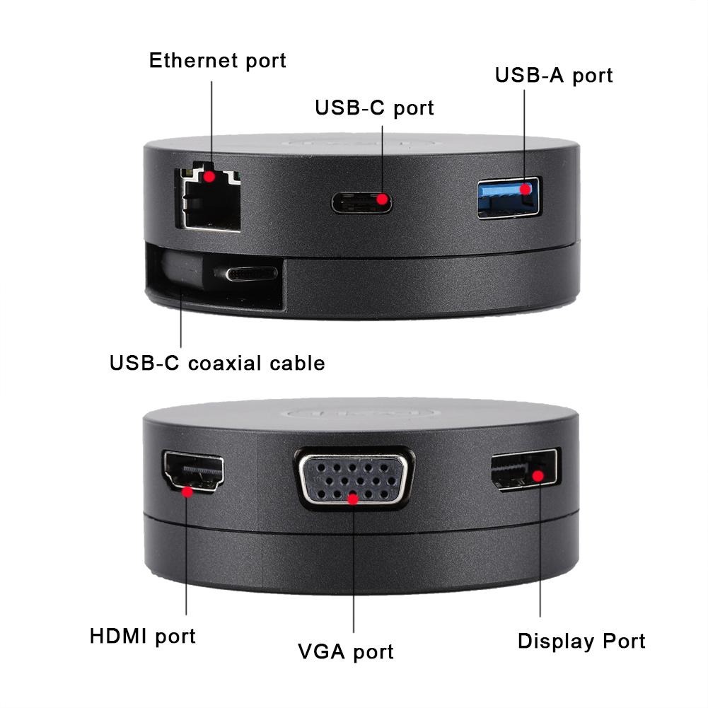 Hub chuyển 6in1 USB-C to HDMI/VGA/Ethernet/USB 3.0/USB-C/DISPLAY PORT