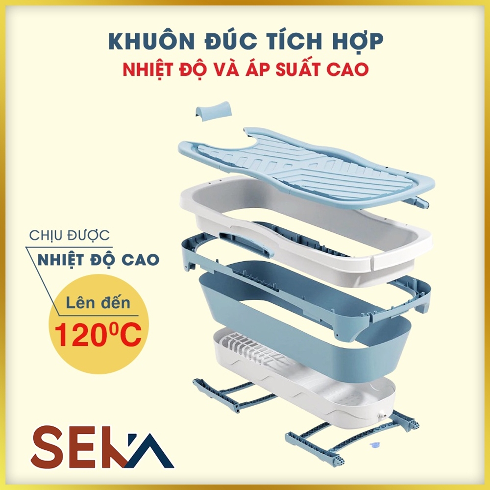 Bồn Tắm Gấp Gọn Thông Minh Seka 1m28 Có Nắp Đậy - Hàng Chính Hãng