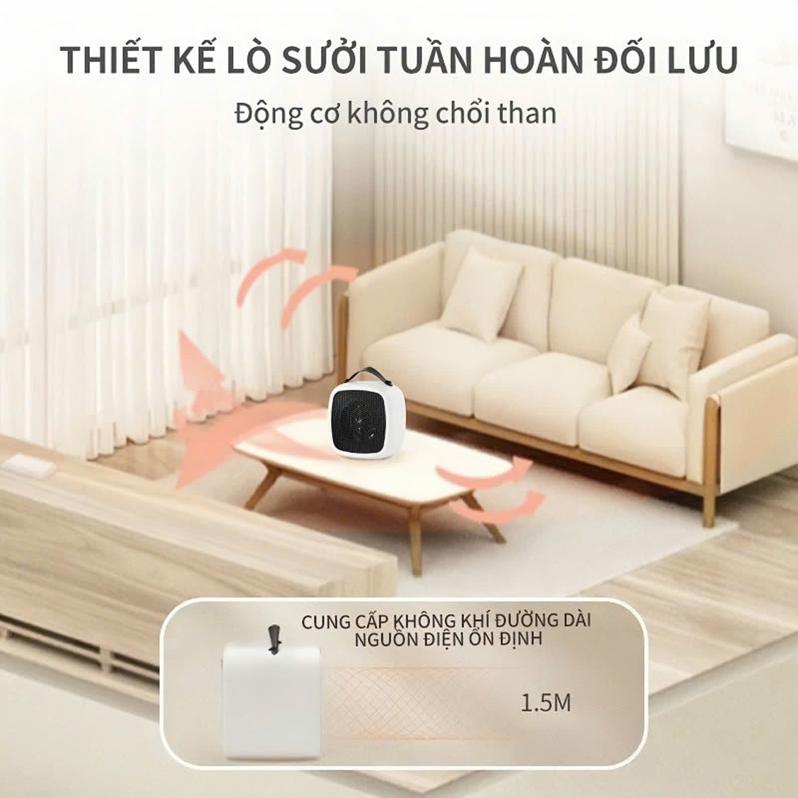 Quạt sưởi mini H358, máy sưởi mini để bàn thiết kế nhỏ gọn tiện lợi, không mùi nhựa, công suất 350-500W, hàng chính hãng, BH 12 tháng