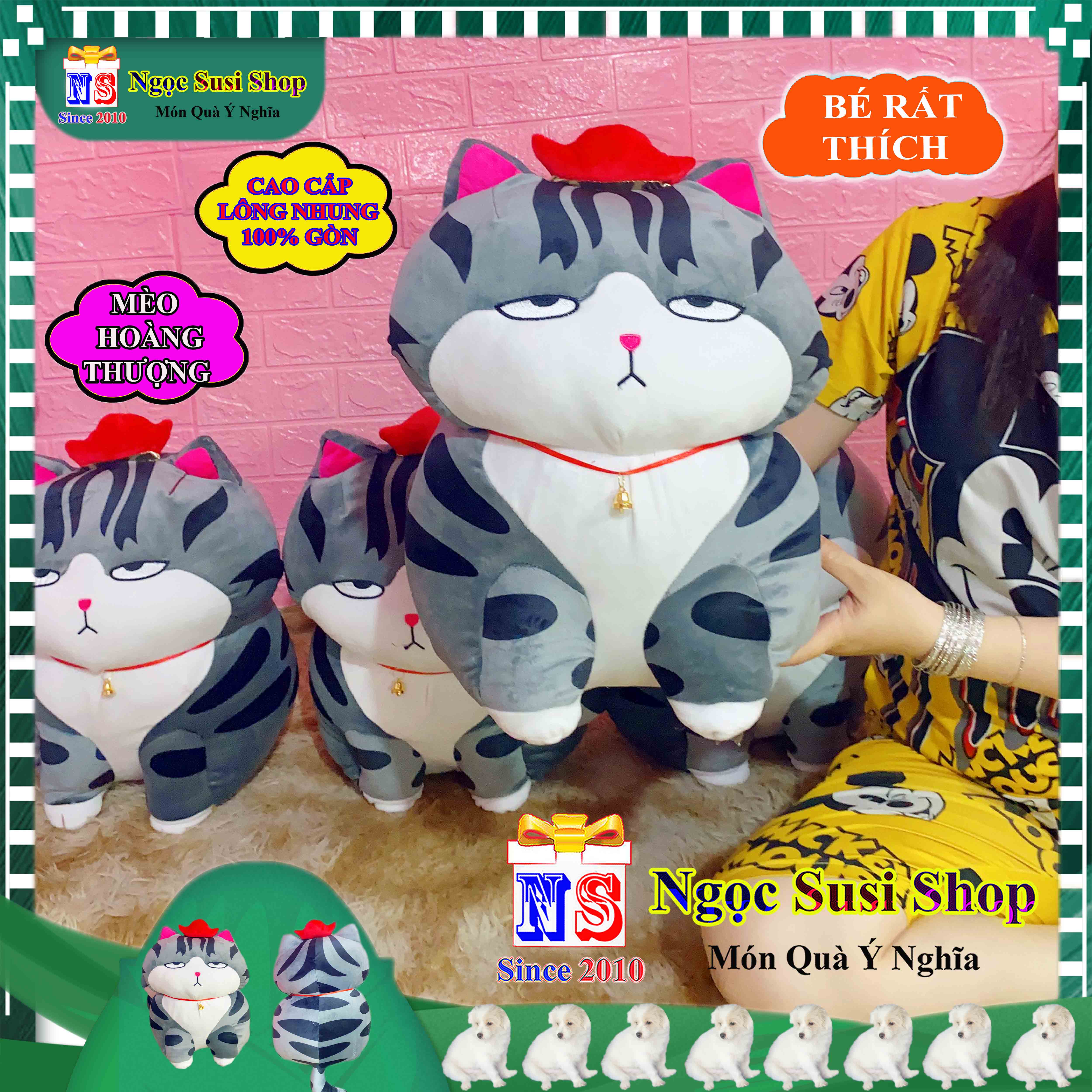GỐI ÔM THÚ BÔNG CON MÈO HOÀNG THƯỢNG SIÊU MỀM MỊN QUÁ ĐẸP SIZE 50CM - GẤU BÔNG CON MÈO THƯỢNG ĐẾ HÀNG HOT GIAO NHANH