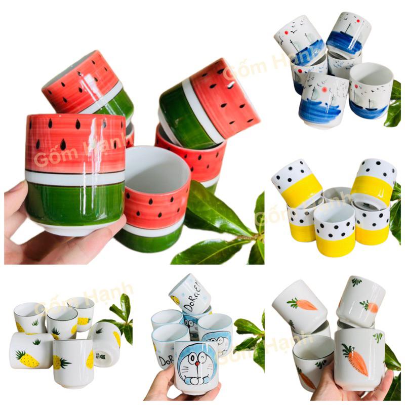 Cốc ly gốm sứ uống nước - Ly sứ kute uống cafe hoạ tiết đẹp dễ thương dung tích 200ml - Gốm Hạnh Bát tràng