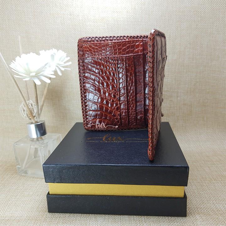 Ví Nam Da cá sấu LuxLeather LM2102 Đan Viền thủ công - Hai mặt - Kiểu đứng - Da lưng