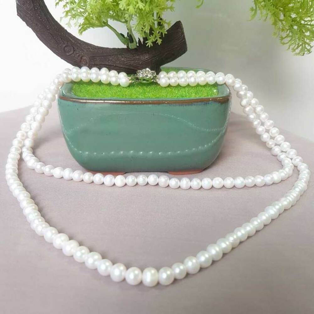 Chuỗi Vòng Cổ Ngọc Trai Tự Nhiên Cao Cấp - Chuỗi Đôi - Trang Sức Cô Tấm - Sophie Pearl (6-7ly) - CTJ0510 + Tặng Kèm Bông Tai