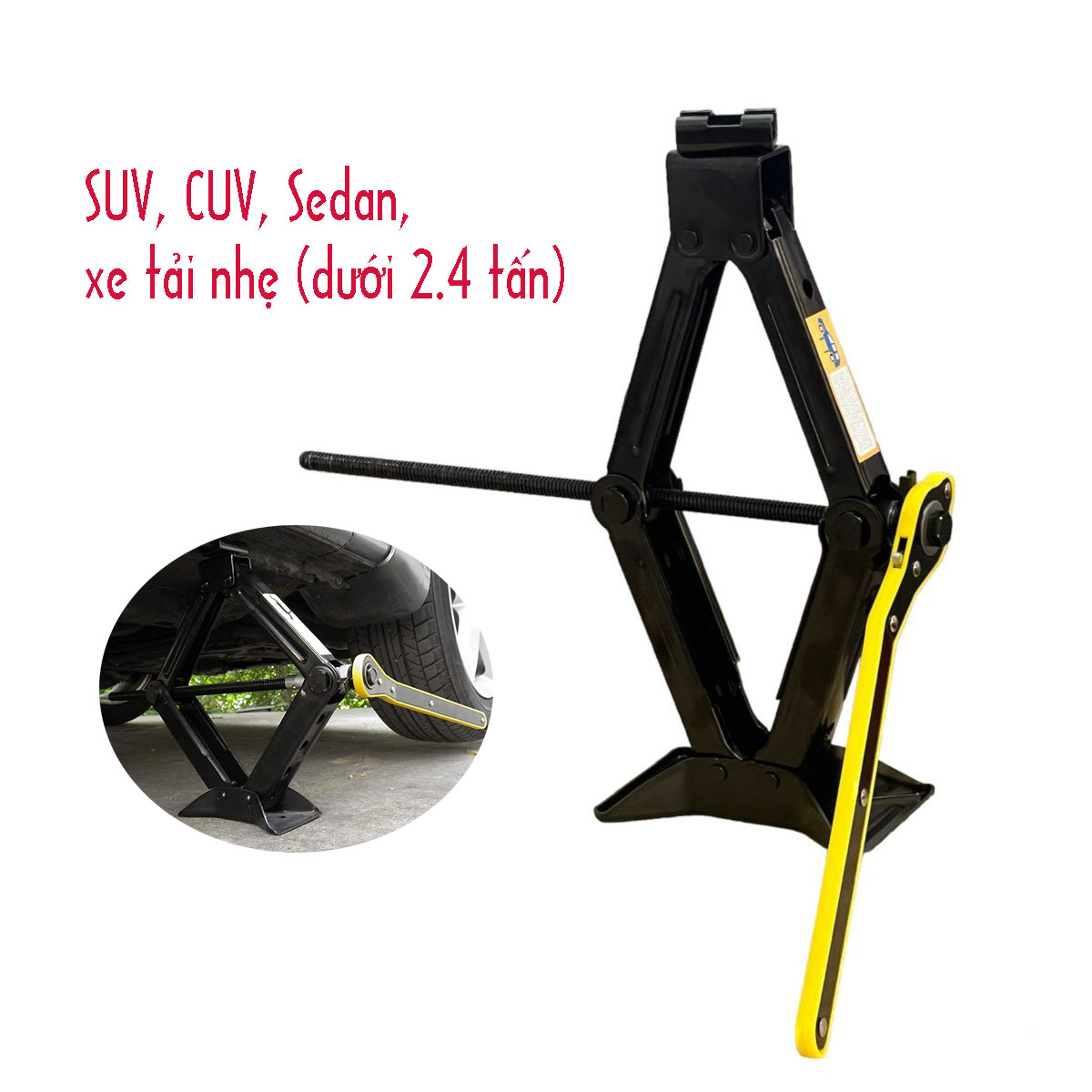 Kích nâng gầm xe ô tô - Kích lốp ô tô chữ A đầu bám xoay 360 độ - Tay siết lực cờ lê tròng tự động, tải trọng 2 Tấn