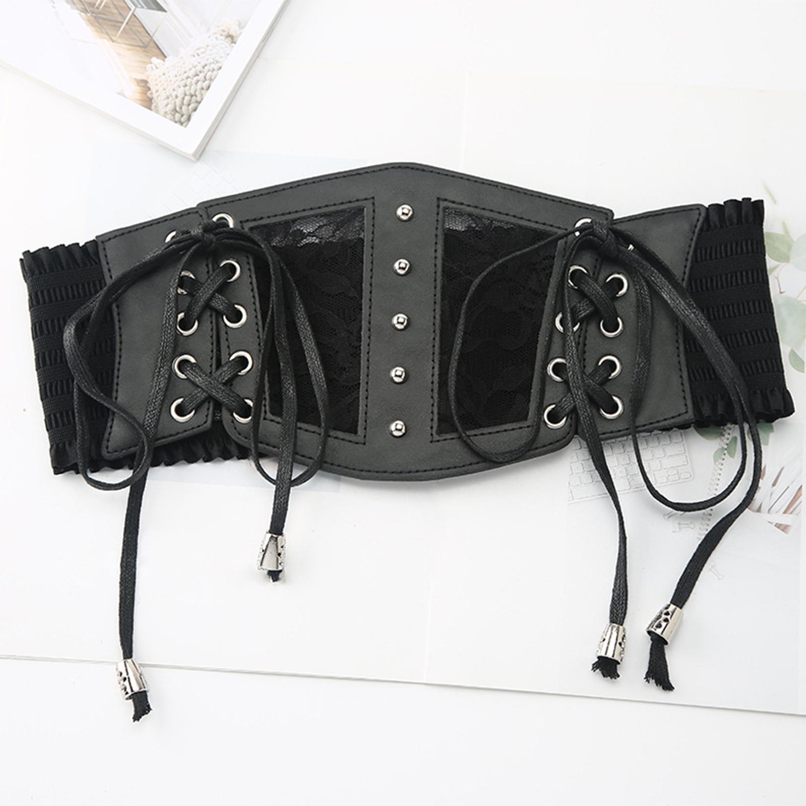 Women Belt, Lace-up Belt, Party Elastic Wide Belt, Black Corset Elastic Waist Belt for Party Wedding