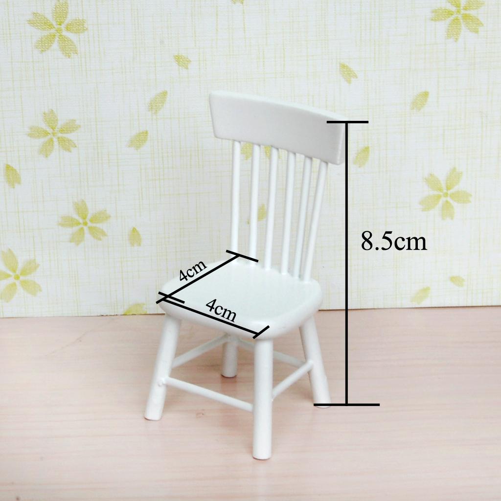 1/12 Nhà Búp Bê Đồ Phụ Kiện Nhà Bếp Gỗ Tủ Lạnh & Bàn Ghế Trắng