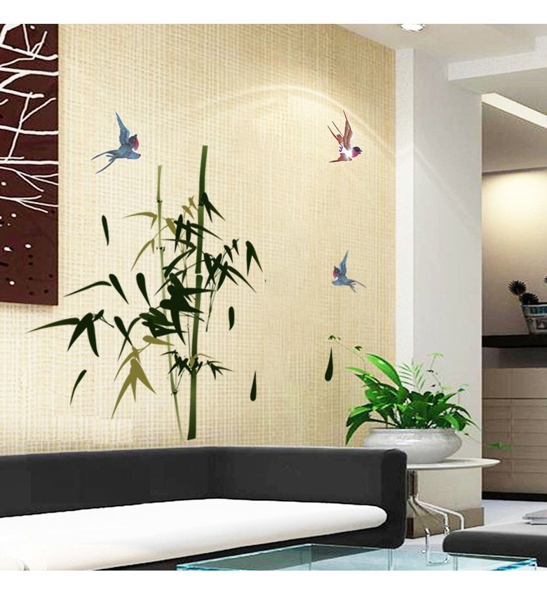 Decal trang trí tết phong cảnh mùa xuân hoa nở