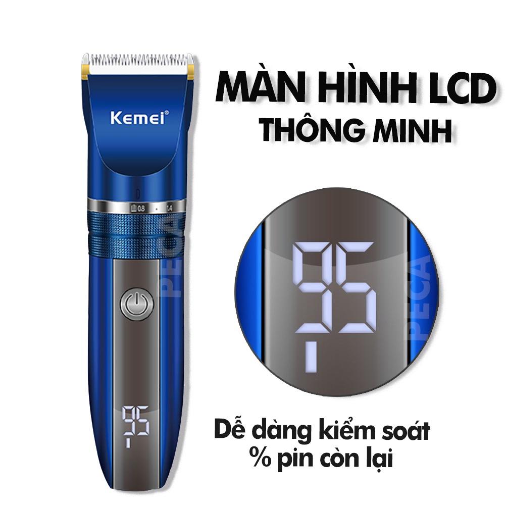 Tông đơ cắt tóc không dây Kemei KM-1086 màn hình LCD hiện pin thông minh dùng cho cá nhân và gia đình chính hãng