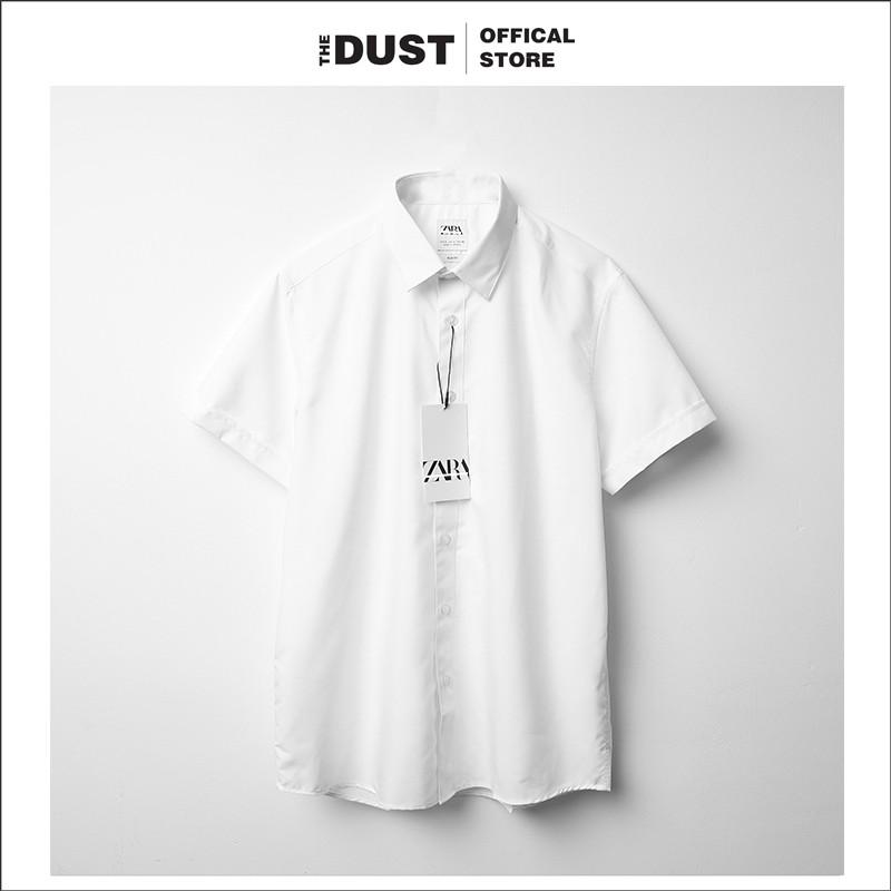 Áo sơ mi nam ngắn tay trơn cổ bẻ basic The Dust - Form slim fit - Sơ mi nam công sở vải cotton lụa cao cấp