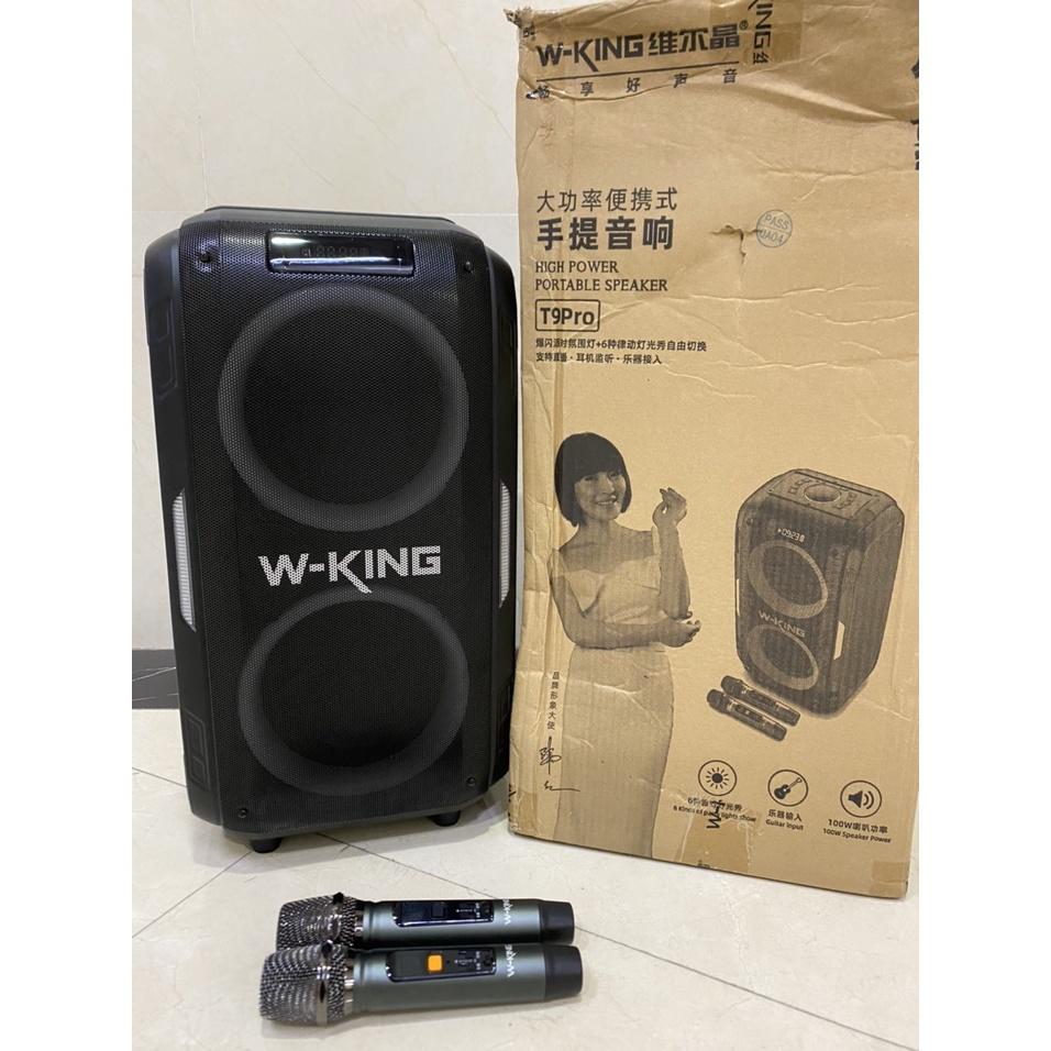 LOA BLUETOOTH W-KING T9 PRO  Hai Micro (Kèm 2 Micro không dây)