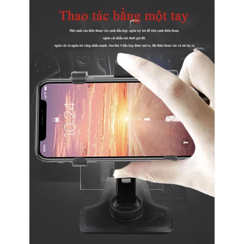 Giá đỡ điện thoại xoay 360 độ trên xe hơi Lò xo + đế kẹp - AsiaMart