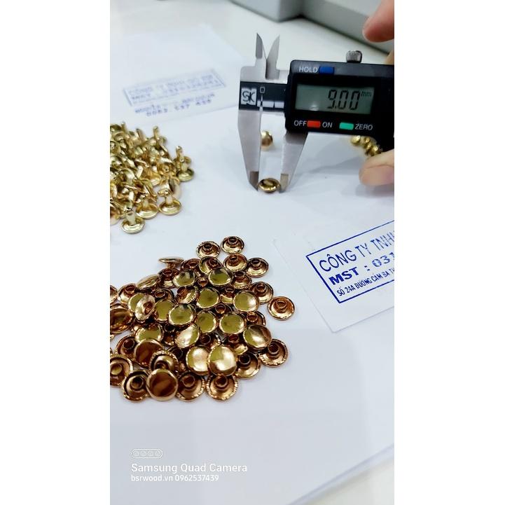 Nút tán rivet 2 mặt Bằng Thau không gỉ Màu vàng, màu đồng Size 6x6mm , 9x9mm Trang trí quần áo, làm thủ công
