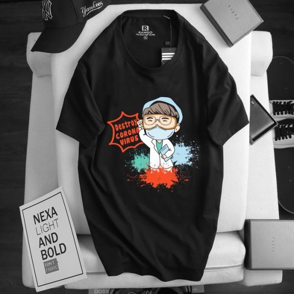 Áo thun tay lỡ. Hoạt hình chống dịch. CoolZ phông Unisex nam nữ. Cotton oversize form rộng CZ010